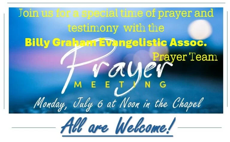 Prayer Time in the Chapel Monday July 6th at noon